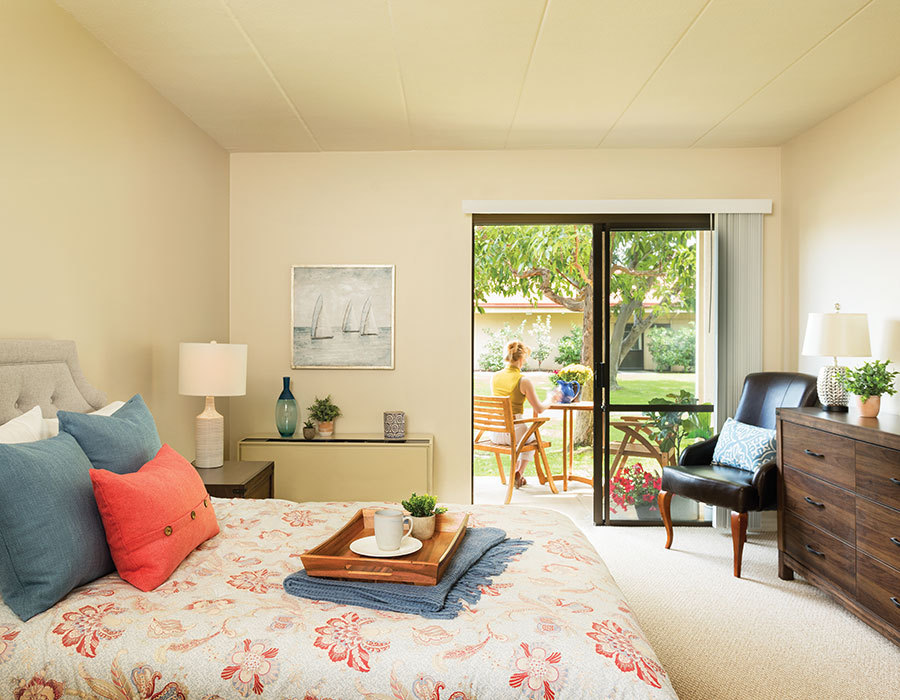 Bedroom with Patio Access - Town & Country - Independent & Assisted Living in Santa Ana, CA