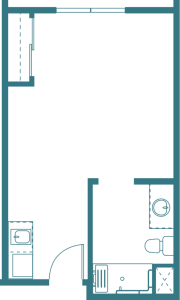 The Rose 336 sq ft Private apartment - Town & Country Senior Living